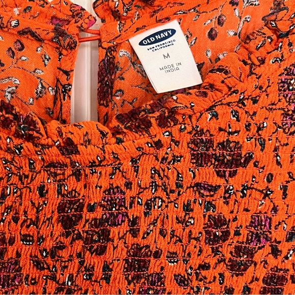 Old Navy Orange Floral Peasant Blouse.
Ruffle Trim. - Picture 4 of 5